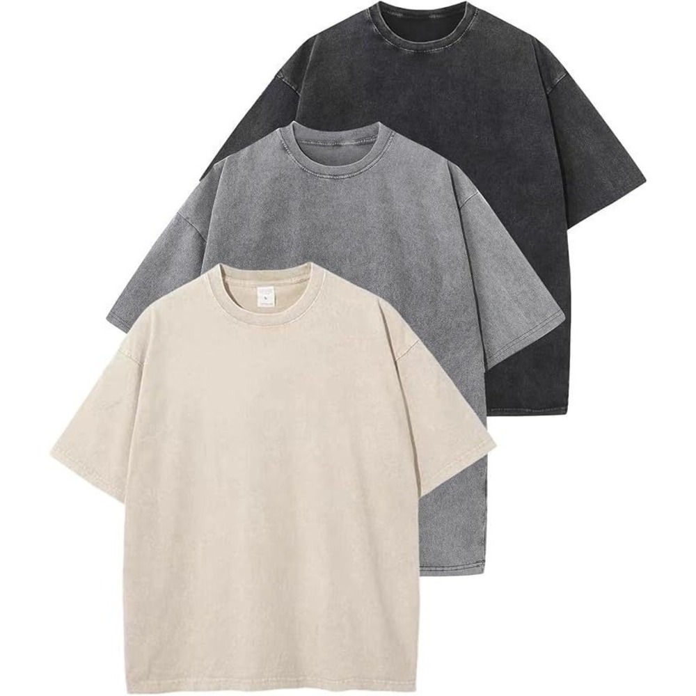 3 Arssm Men's Oversized Vintage Loose Fit Streetwear Baggy Washed T-Shirts - 4XL